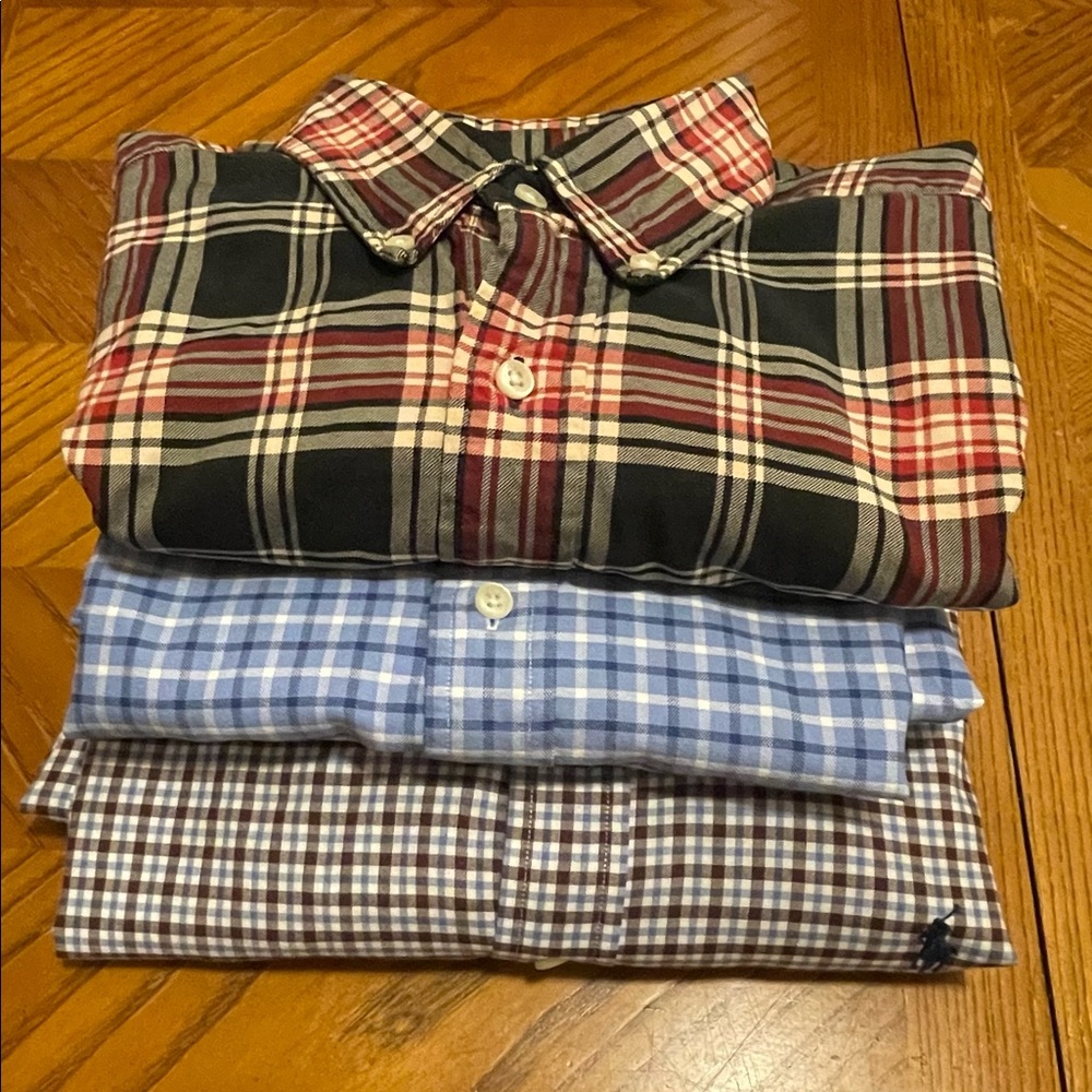 3 mens M Polo Ralph Lauren long sleeved shirts